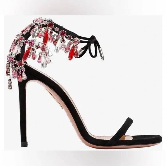 New AQUAZZURA Moonwalk 105 crystal-embellished suede sandals 39.5 $1,895 - Picture 3 of 11